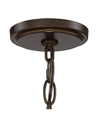 Franklin Iron Works Edinger Oil Rubbed Bronze Pendant Chandelier 20" Wide Rustic Clear Waterglass Textured Shade 4-Light Fixture for Dining Room
