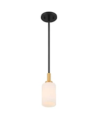 Prue Black Soft Gold Mini Pendant 5 1/4" Wide Modern White Cylinder Shade Fixture for Dining Room House Home Foyer Kitchen Entryway Bedroom Livin