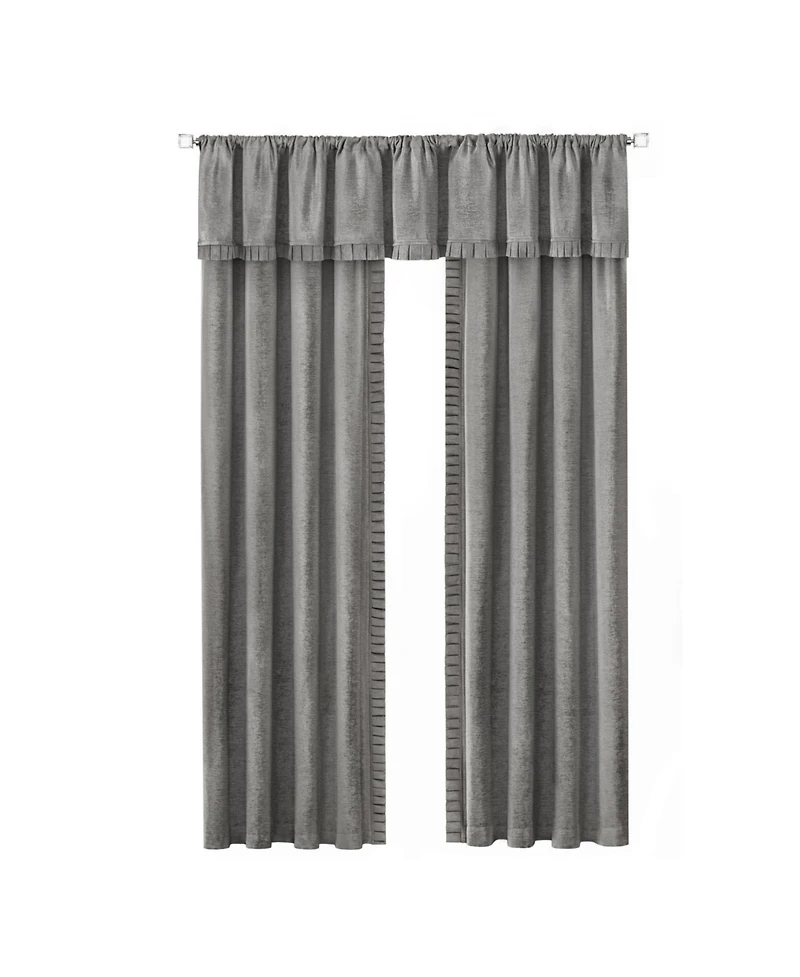 Kate Aurora Modern Lux Complete 3 Piece Chenille Curtain Panels & Valance Set