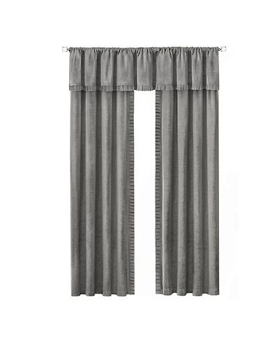 Kate Aurora Modern Lux Complete 3 Piece Chenille Curtain Panels & Valance Set