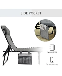 Outsunny Sun Lounger, Folding Chaise Recliner 5-Position Adjustable,