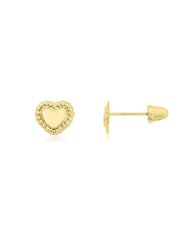 The Lovery Baby Beaded Heart Screw Back Stud Earrings 14K Gold