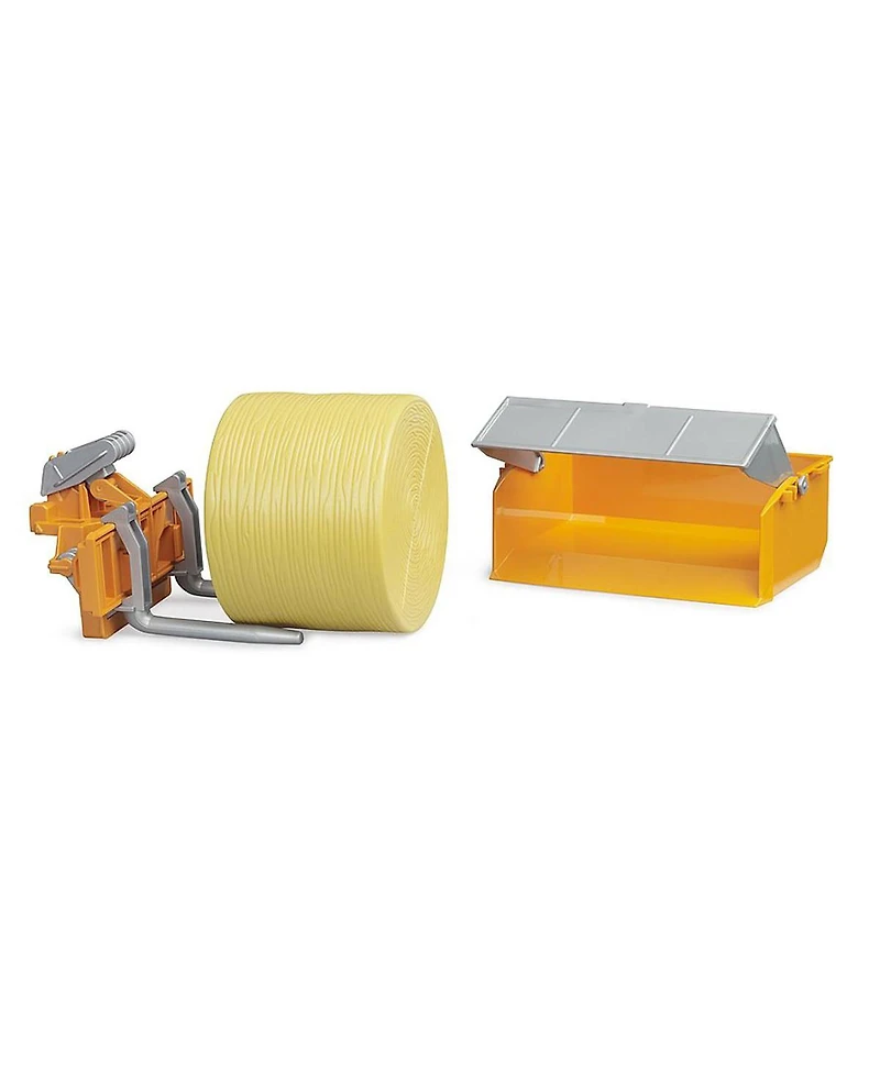 Bruder 1/16 Tractor Loading Box with Forks & Round Bale
