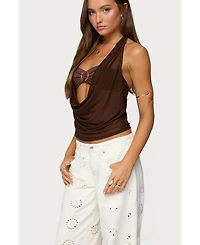 Edikted Women's Issey Layered Bra Cowl Neck Top