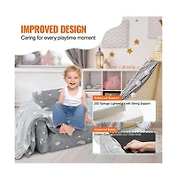 Slickblue Convertible Kids Sofa to Lounger, Glow-in-the-Dark Flip-Out Couch for Bedroom Use