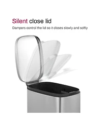 Mega Casa 13 Gal./50 Liter Slim Stainless Steel Step-on Trash Can for Kitchen