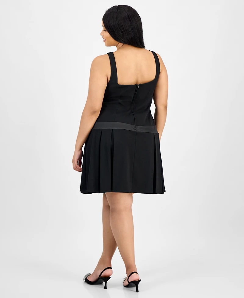B Darlin Trendy Plus Drop-Waist Bow Mini Dress