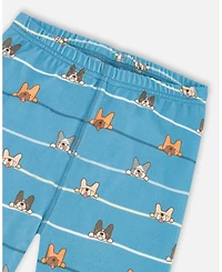 Deux par Big Boys Two-Piece Cotton Pajama Set Blue Dog Print