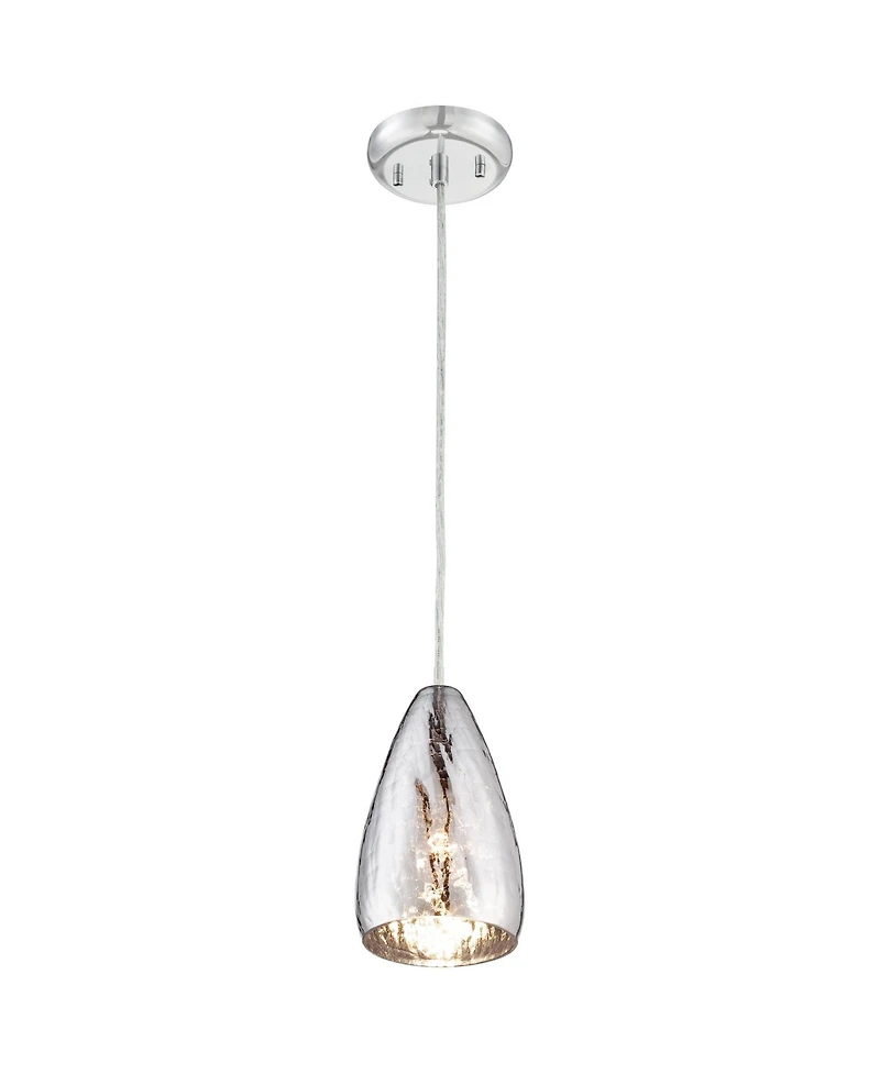 Possini Euro Design Portico Chrome Mini Pendant 5" Wide Modern Vacuum Plated Crackle Glass for Dining Room House Foyer Kitchen Island Entryway Be