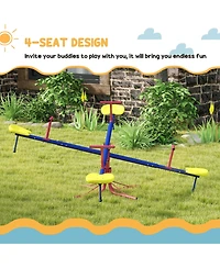 Outsunny Teeter Totter for Kids with 4 Seats for 3-8 Years,