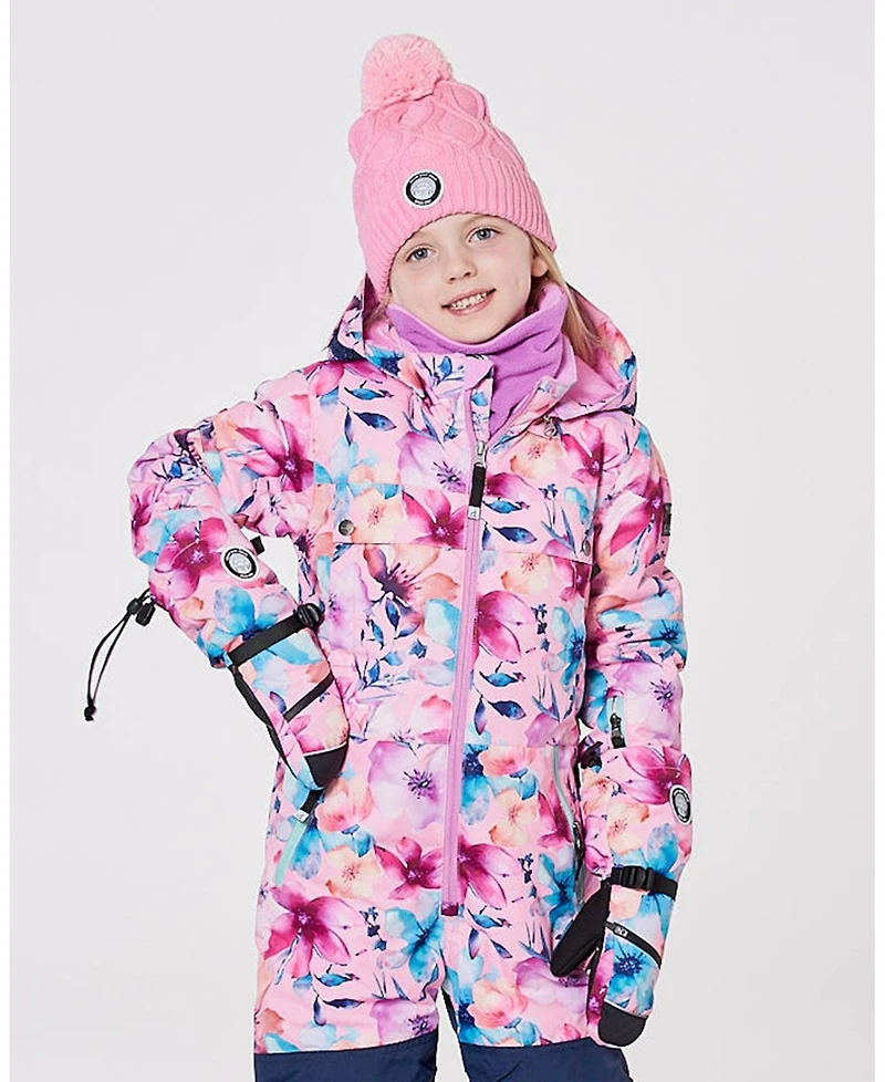 Deux par Girl Winter Mittens Teknik Pink Watercolor Flower Print