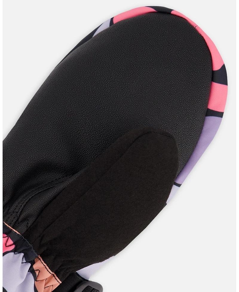 Deux par Girl Winter Mittens Teknik Black Retro Flower Print