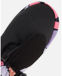 Deux par Girl Winter Mittens Teknik Black Retro Flower Print