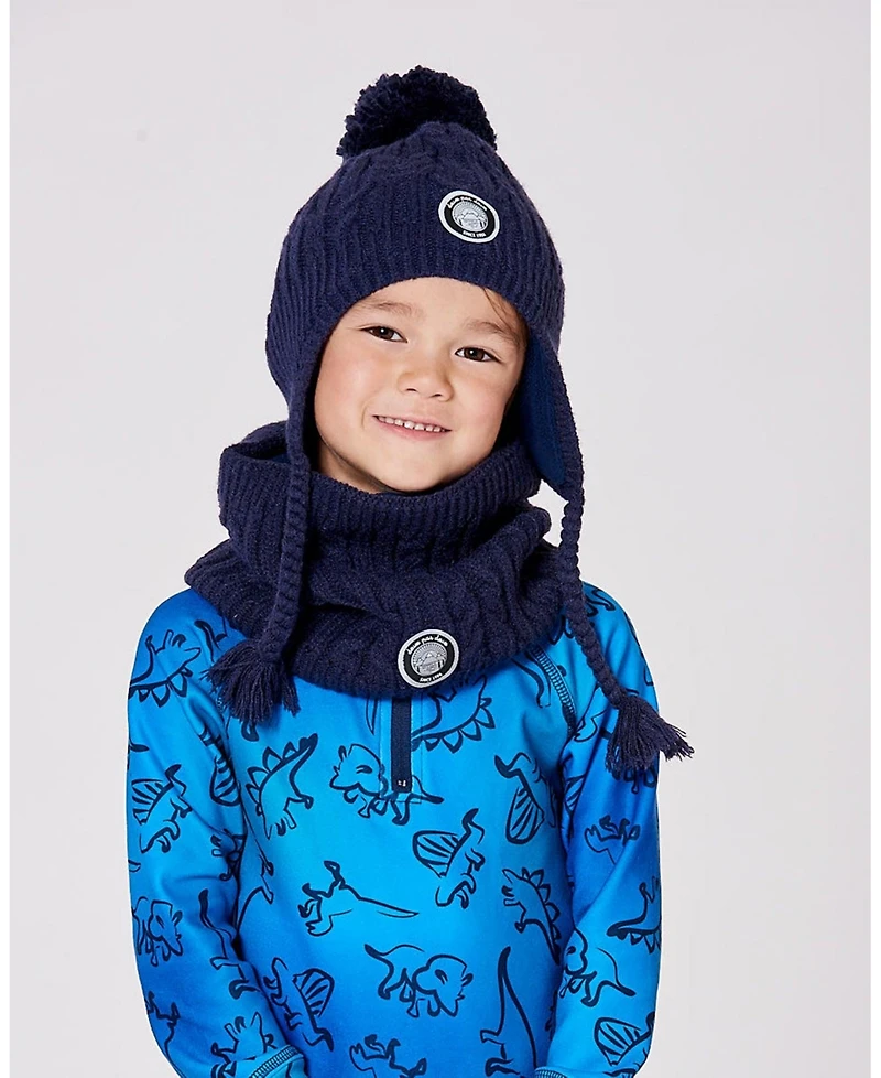 Deux par Kids Unisex Lined Winter Neckwarmer Navy Blue - Toddler|Child