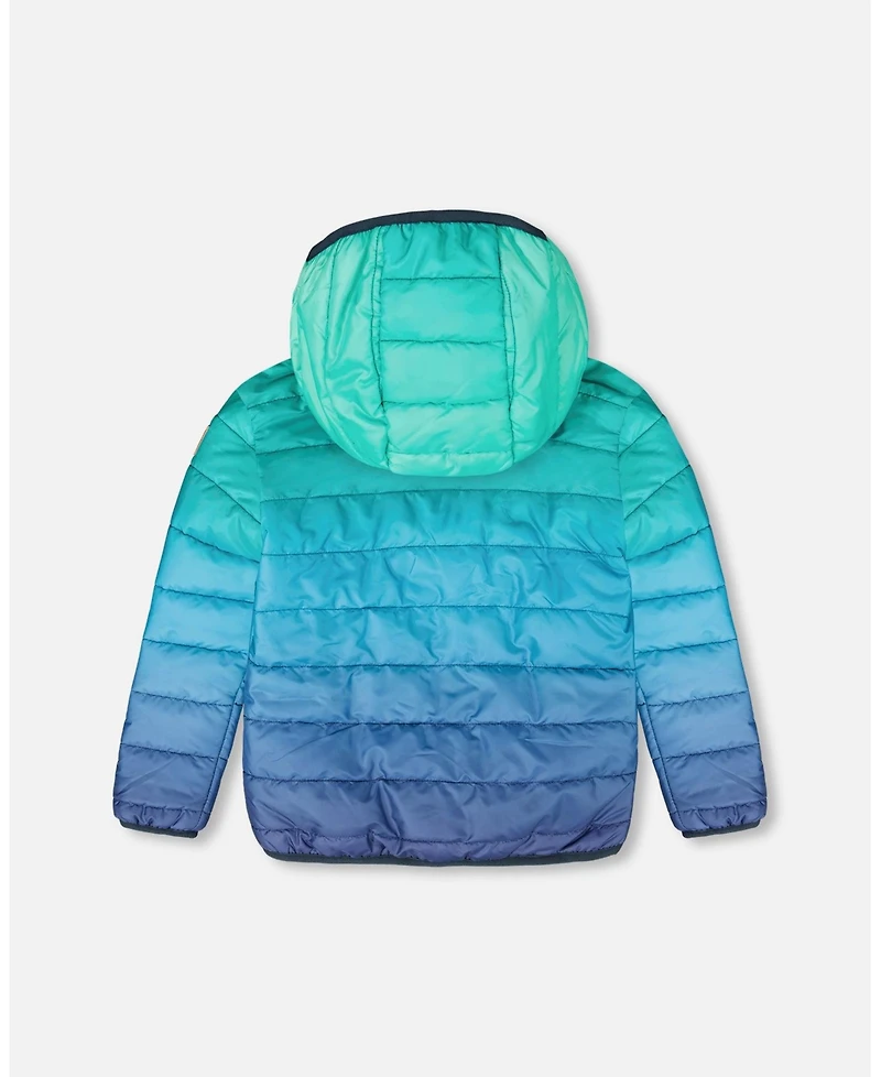 Deux par Boy Quilted Mid-Season Jacket Green and Blue Gradient - Child