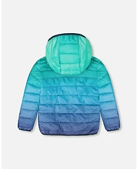Deux par Boy Quilted Mid-Season Jacket Green and Blue Gradient - Child