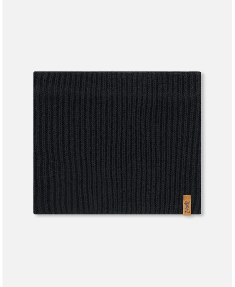 Deux par Deux Baby Unisex Mid-Season Knit Neck Warmer Black - Baby
