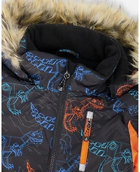 Deux par Big Boys One-Piece Play Snowsuit Robot Dinosaur Print