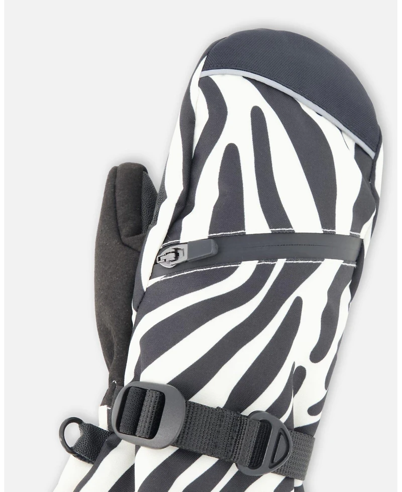 Deux par Girl Winter Mittens Teknik Zebra Print - Child