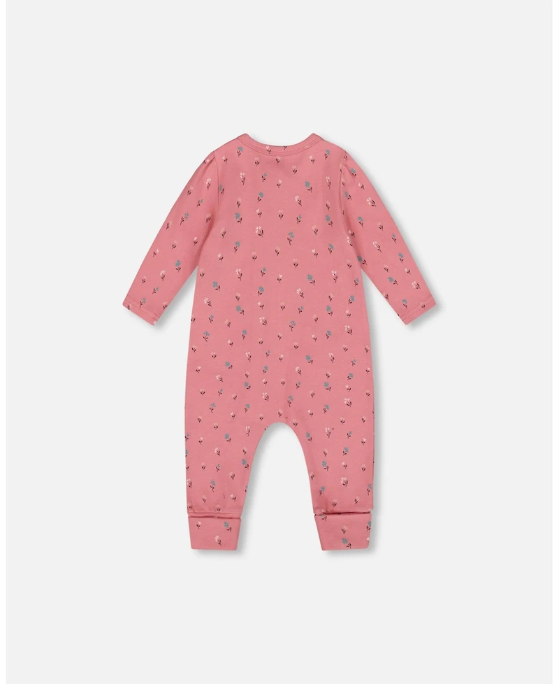 Deux par Deux Baby Girls Cotton Zipped Romper Pink Floral