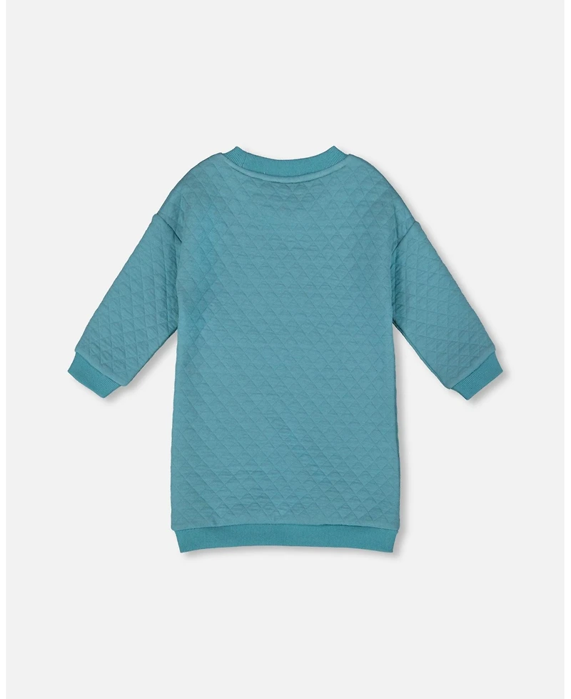 Deux par Girl Quilted Tunic Dress Turquoise Blue - Child