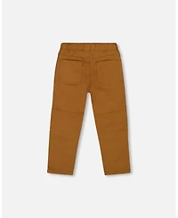 Deux par Baby Boy Twill Jogger Pants with Patch Pockets Brown