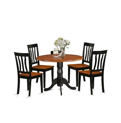 East West Furniture Dining set - 5 Pcs with 4 Wood Chairs