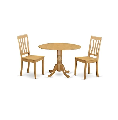 East West Furniture 3 Pc Dining room set - Kitchen dinette Table and 2 Dining Chairs