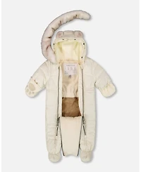 Deux par Baby Boys or Girls One-Piece Layette Snowsuit Designed for Car Seat White Asparagus