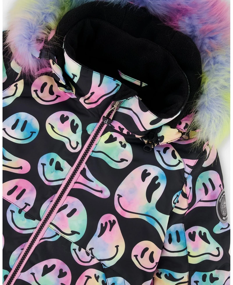 Deux par Big Girls Two-Piece Play Snowsuit with Printed Jacket Pink
