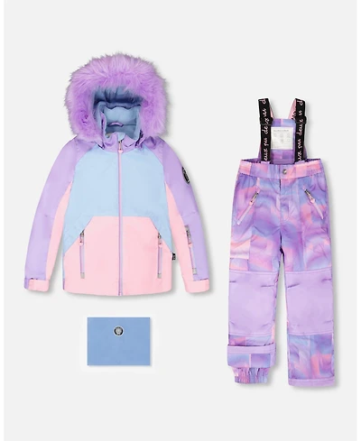 Deux par Girls Two-Piece Play Snowsuit Purple Geo