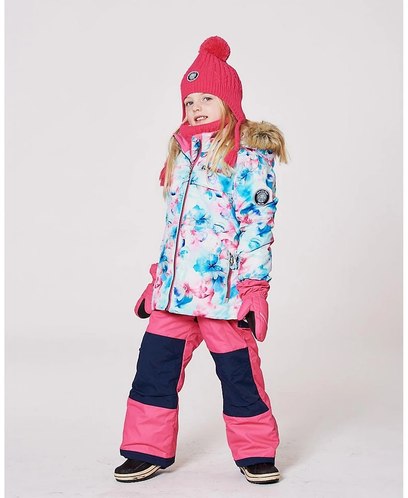 Deux par Big Girls Two-Piece Play Snowsuit with Printed Jacket Flash Floral