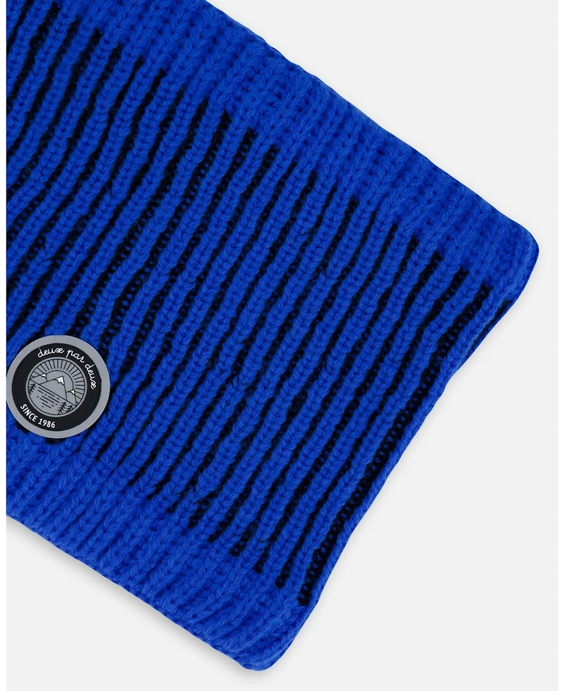 Deux par Boy Lined Knit Neckwarmer Black and Blue - Toddler|Child