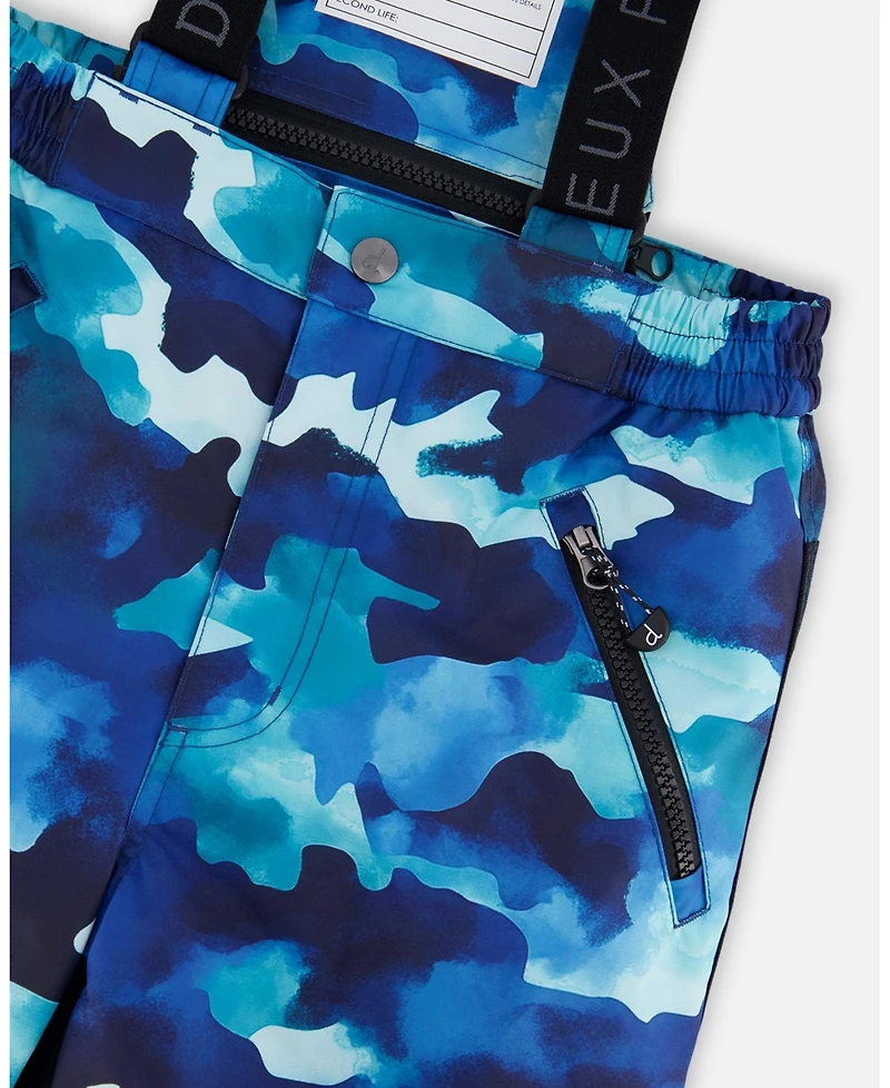 Deux par Boys Two-Piece Play Snowsuit Teal Blue Camouflage
