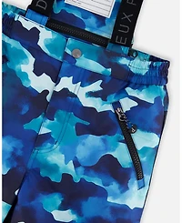 Deux par Boys Two-Piece Play Snowsuit Teal Blue Camouflage