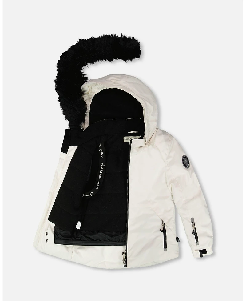 Deux par Girl Two-Piece Play Snowsuit Off-White with Printed Pants
