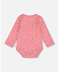 Deux par Baby Girl Cotton Long Sleeve Romper Pink Floral