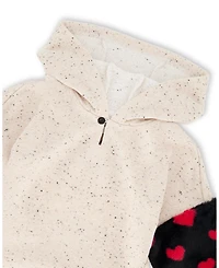 Deux par Big Girls Hooded Glittering French Terry Dress Beige with Heart Bag