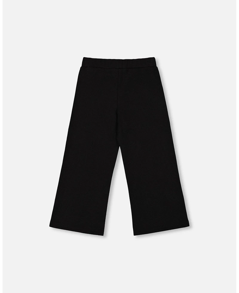 Deux par Girl Waffle Flare Leg Pants Black