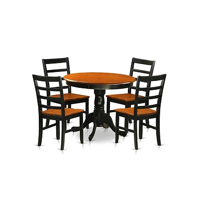 East West Furniture Dining furniture set - 5 Pcs with 4 Wooden Chairs in Black