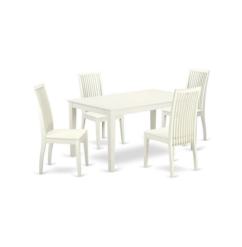 East West Furniture Dining Room Set Linen White