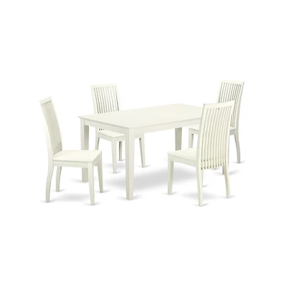 East West Furniture Dining Room Set Linen White
