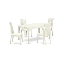 East West Furniture Dining Room Set Linen White