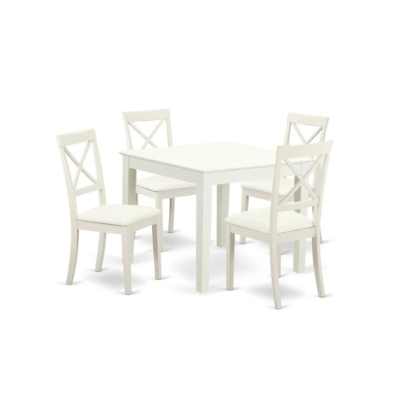 East West Furniture Dining Room Set Linen White