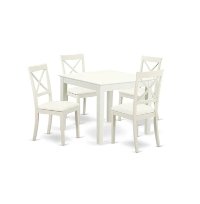 East West Furniture Dining Room Set Linen White