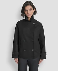 Dkny Petite Short Double Breasted Collared Coat