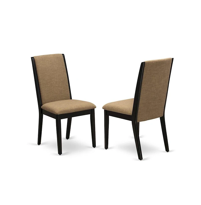 East West Furniture 5-Piece Fashionable Dining Room Set a Good Linen White Wood Table Top and 4 Stunning Linen Fabric Kitchen Chairs with Stylish Chai