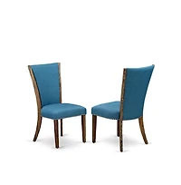 East West Furniture 5Pc Dining Table set Offers a Rectangle Table and 4 Parsons Dining Chairs with Blue Color Linen Fabric, Distressed Jacobean and Ce
