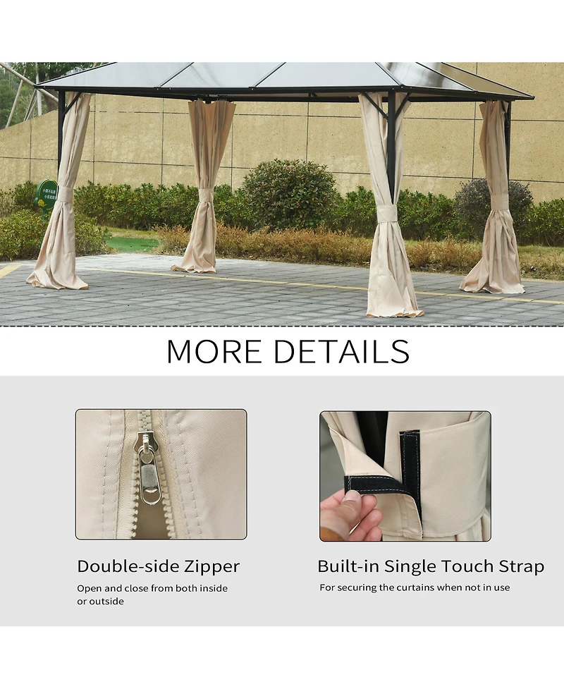 Outsunny 9.84' x 9.84' Gazebo Sidewall Set with Hooks/C-Rings