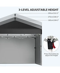 Outsunny 10' x 10' Pop Up Canopy with 3 Sidewalls and Carry Bag,